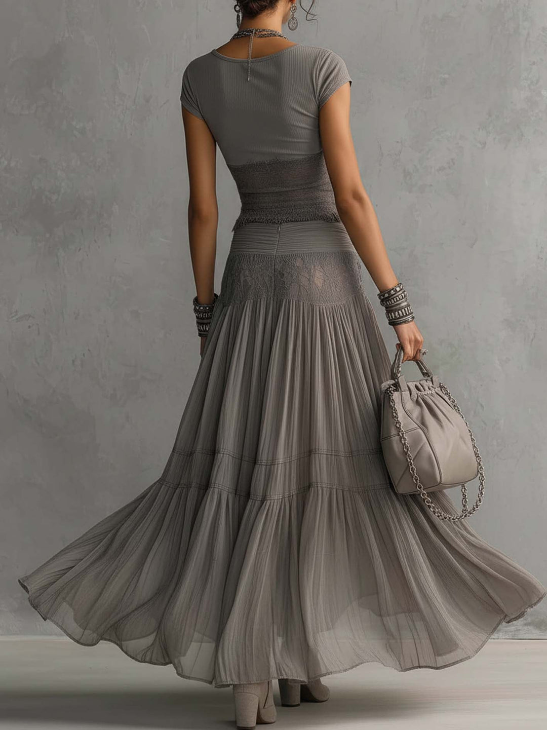 Alana | Elegant Lace Top With Pleated Skirt