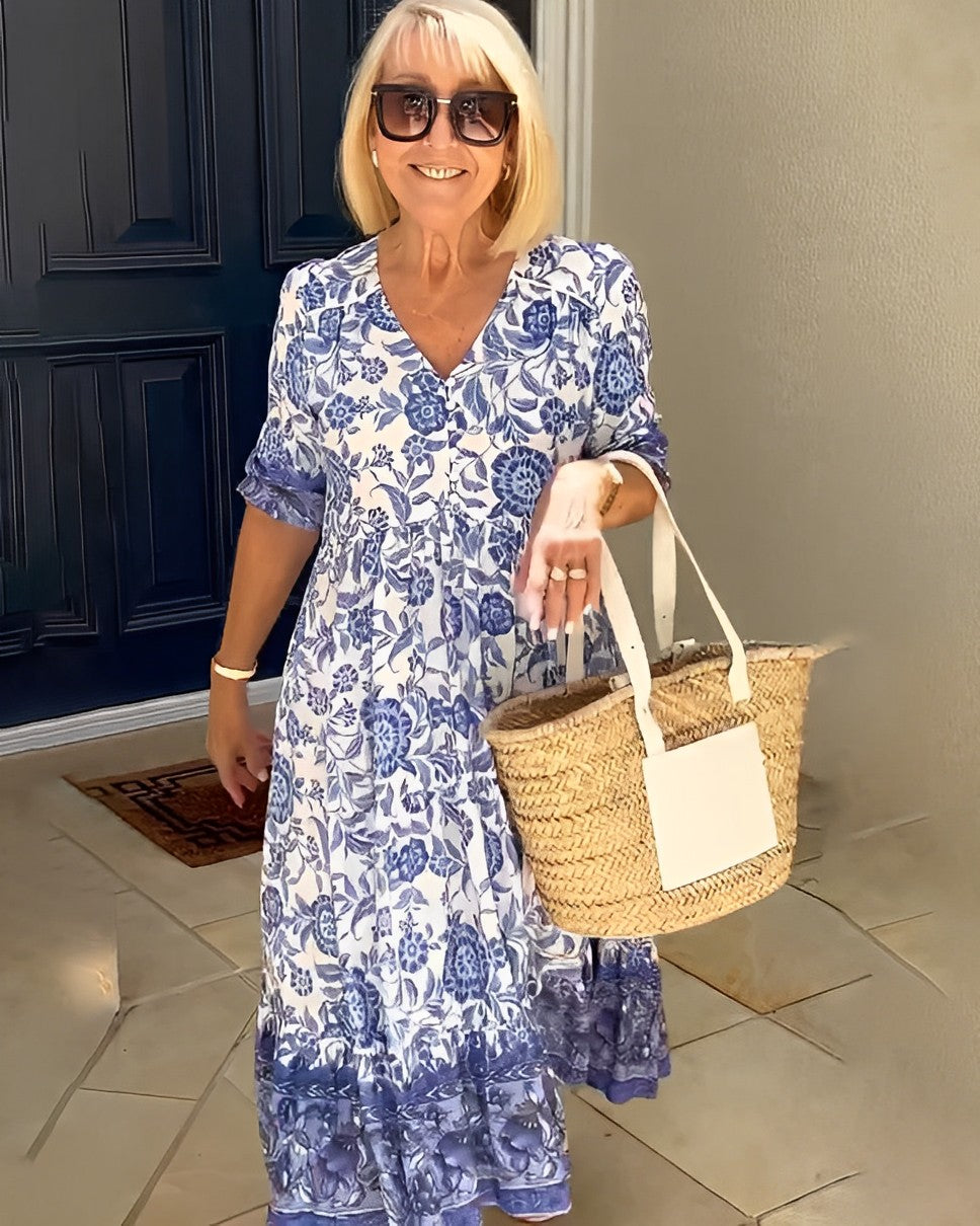 Keisha | Elegant V-Neck Floral Dress