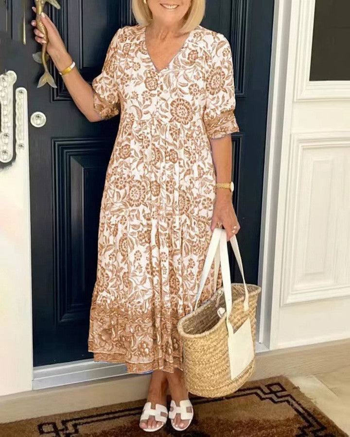 Keisha | Elegant V-Neck Floral Dress