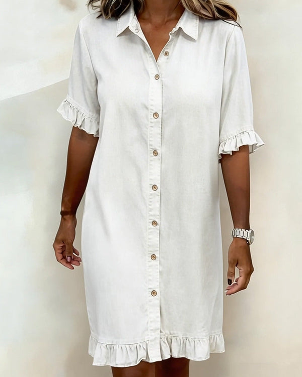 Allison | Comfortable Denim Dress With Flattering Rubbing