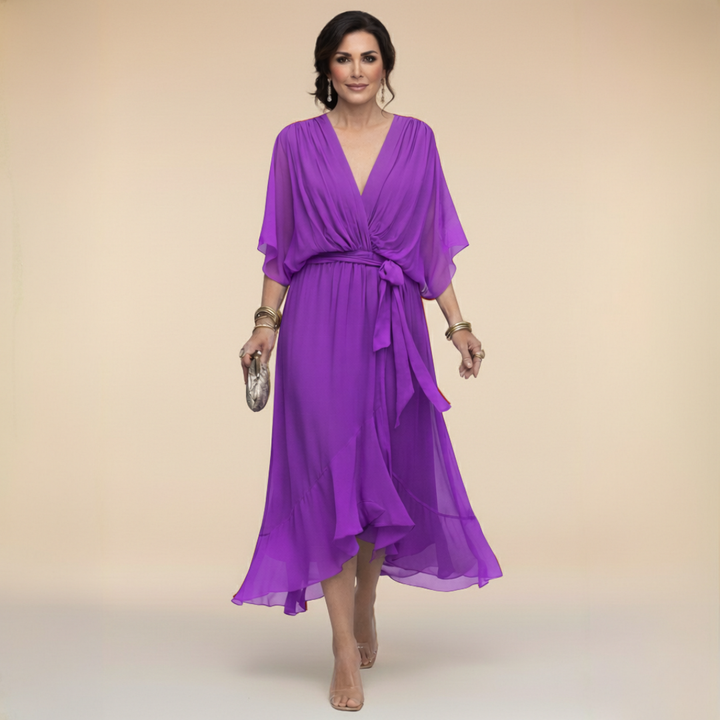 Donna | Elegant V-Neck Chiffon Dress