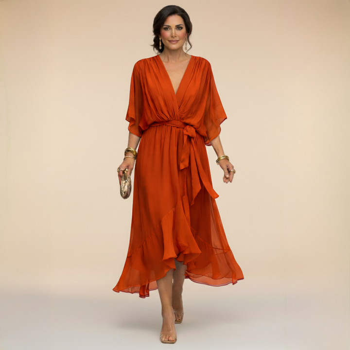 Donna | Elegant V-Neck Chiffon Dress