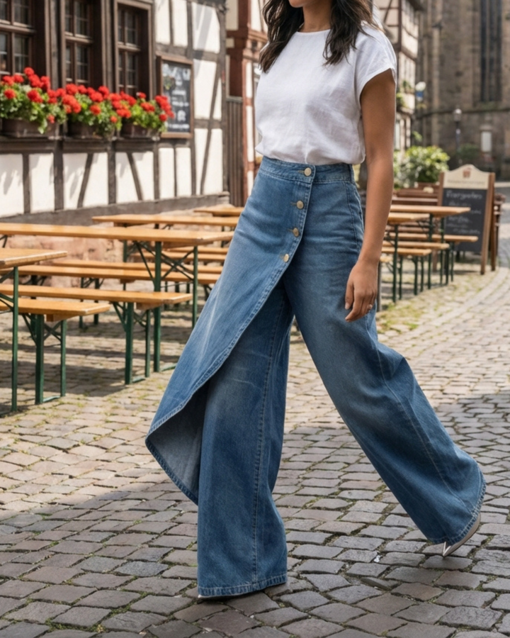 Rachel | Denim Wrap Pants