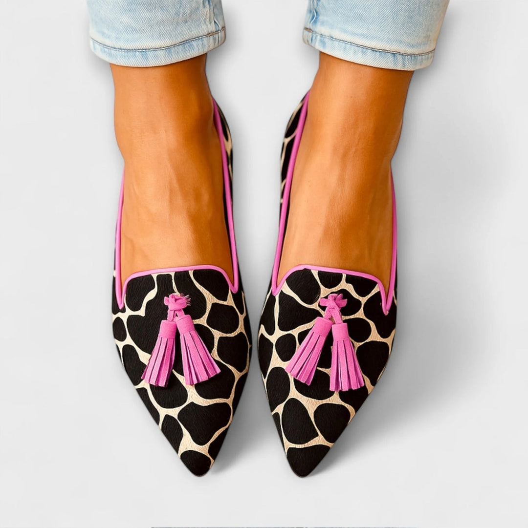 Claudia | Fringe Sandals With Animal Print