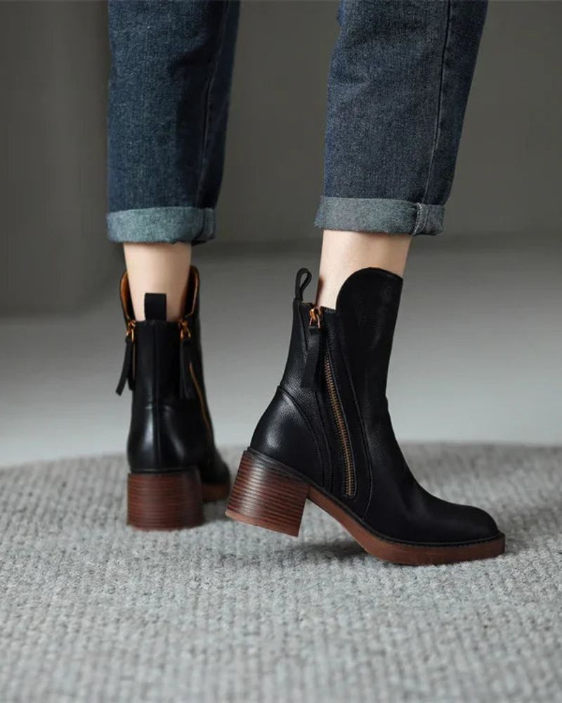 Ramona | Elegant Leather Ankle Boots