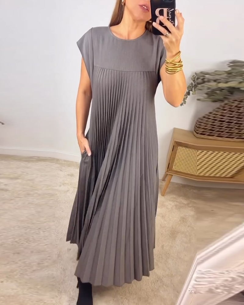 Olive | Timeless Pleated Sleeveless Dress