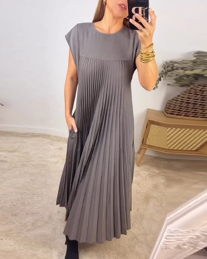Olive | Timeless Pleated Sleeveless Dress