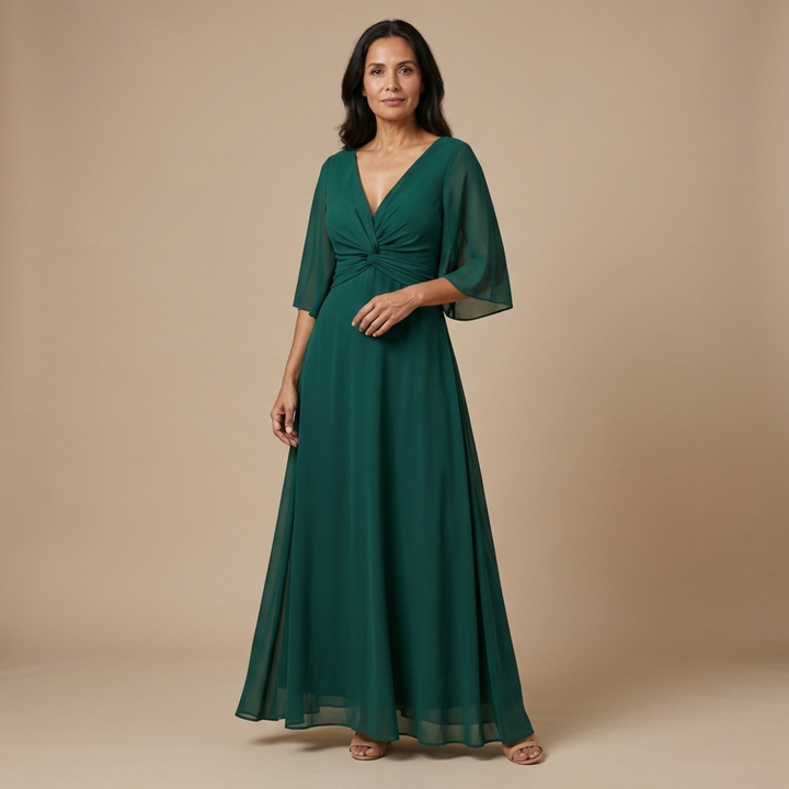 Elizabeth - Chiffon Dress with V-Neck