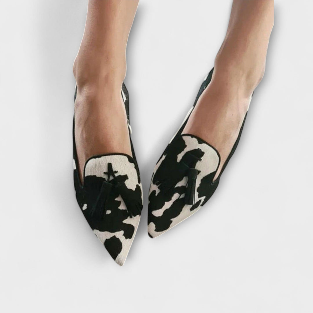 Claudia | Fringe Sandals With Animal Print