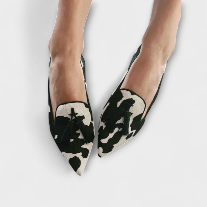 Claudia | Fringe Sandals With Animal Print