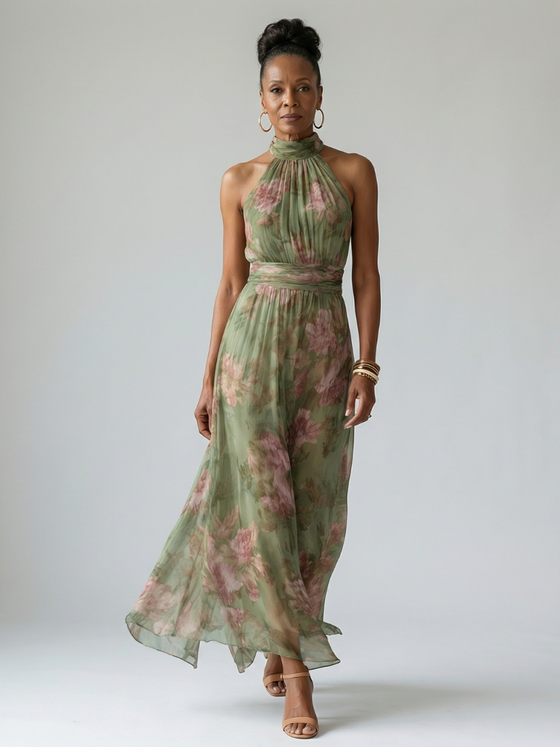 Charlotte | Gathered Halter Midi Dress