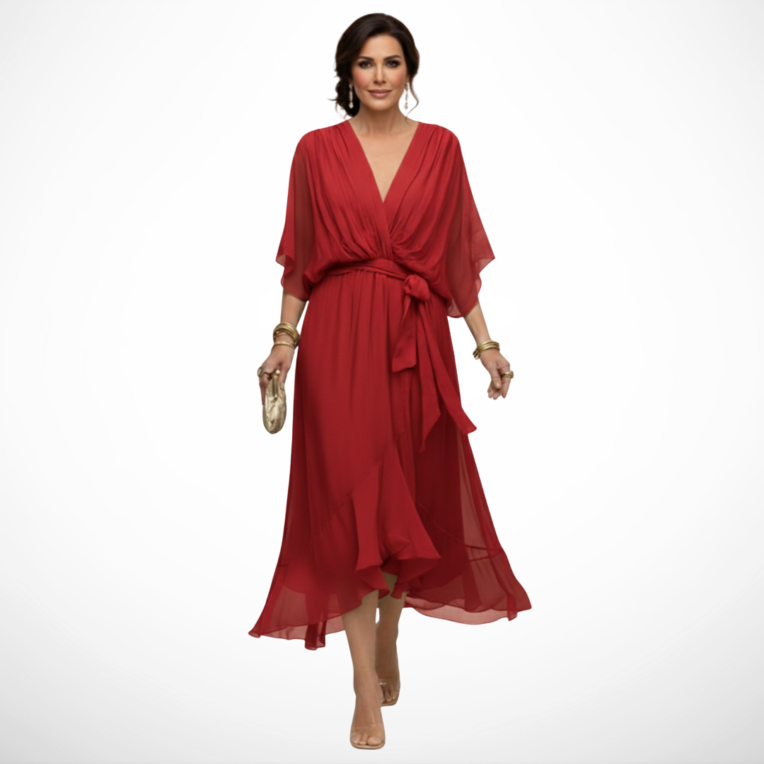 Donna | Elegant V-Neck Chiffon Dress