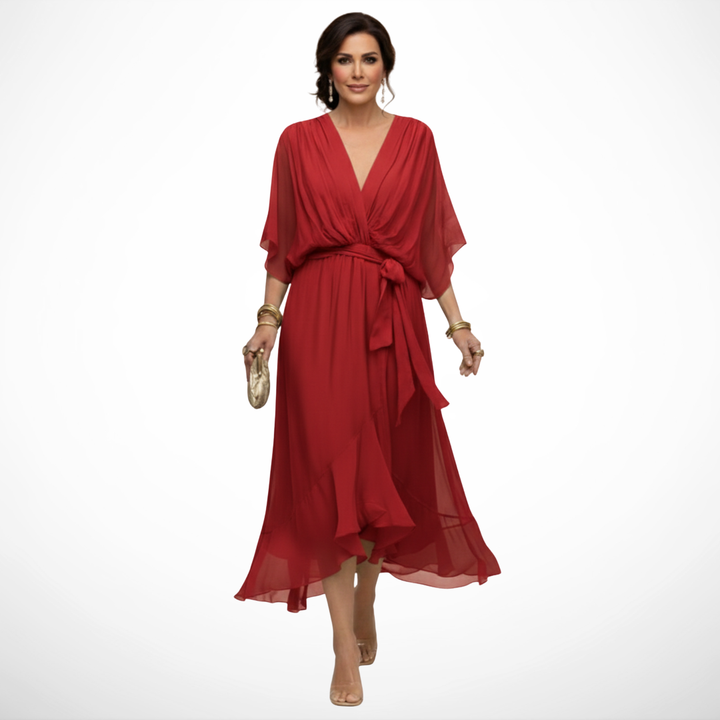 Donna | Elegant V-Neck Chiffon Dress
