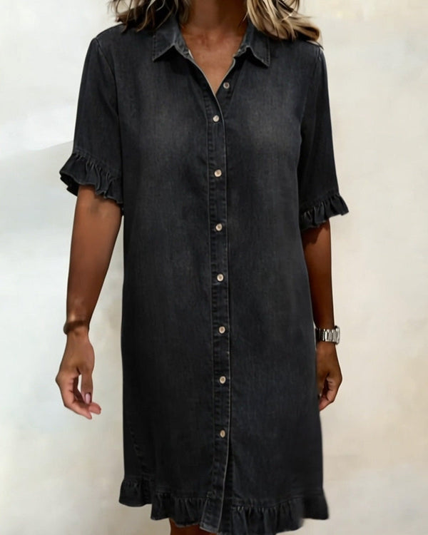 Allison | Comfortable Denim Dress With Flattering Rubbing