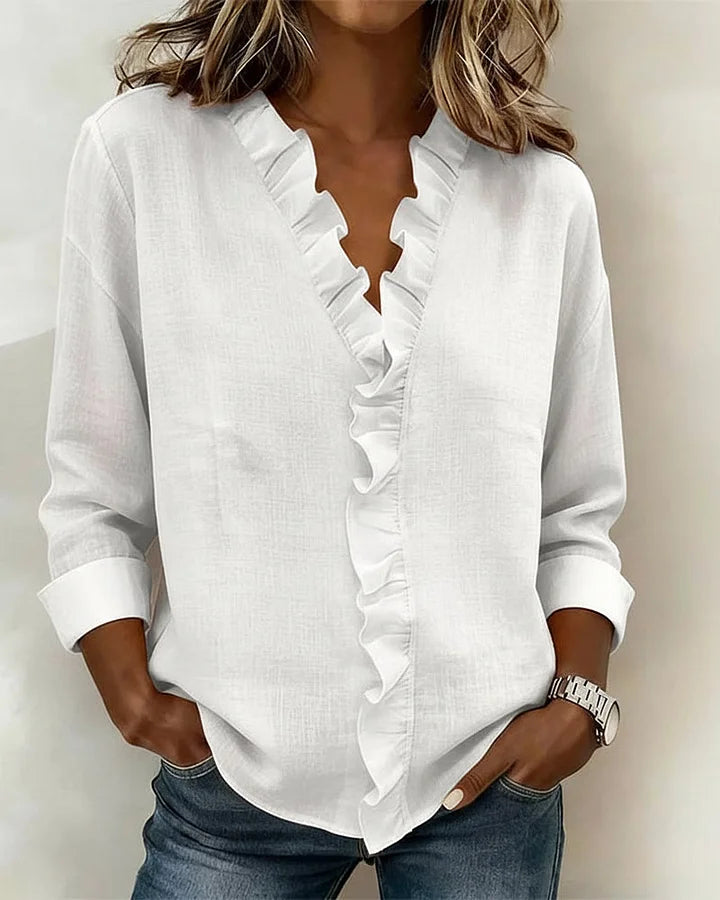 Ashley | Blouse with Ruffles V-Neck