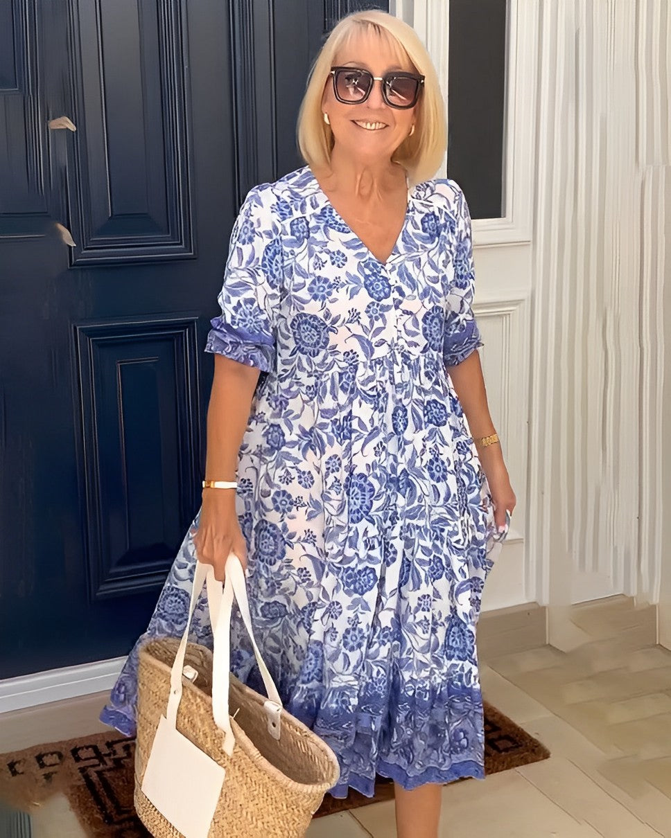 Keisha | Elegant V-Neck Floral Dress