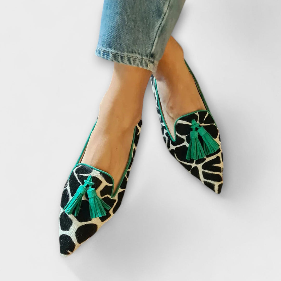 Claudia | Fringe Sandals With Animal Print