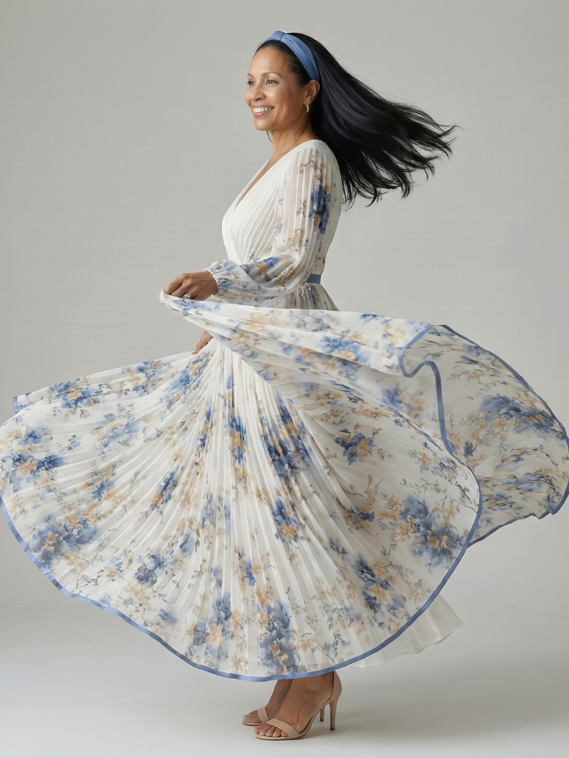 Kim | Pleated Wrap Midi Dress