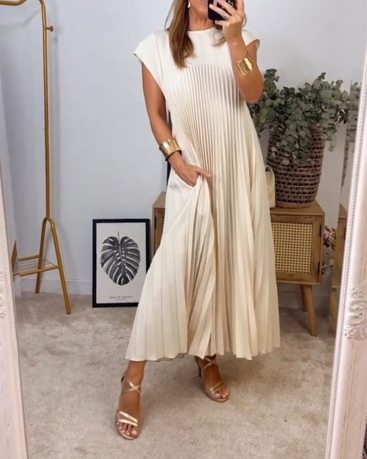 Olive | Timeless Pleated Sleeveless Dress