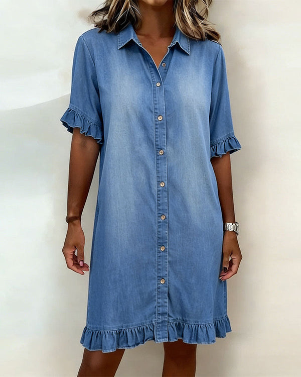 Allison | Comfortable Denim Dress With Flattering Rubbing