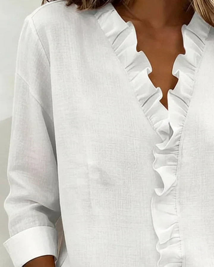 Ashley | Blouse with Ruffles V-Neck