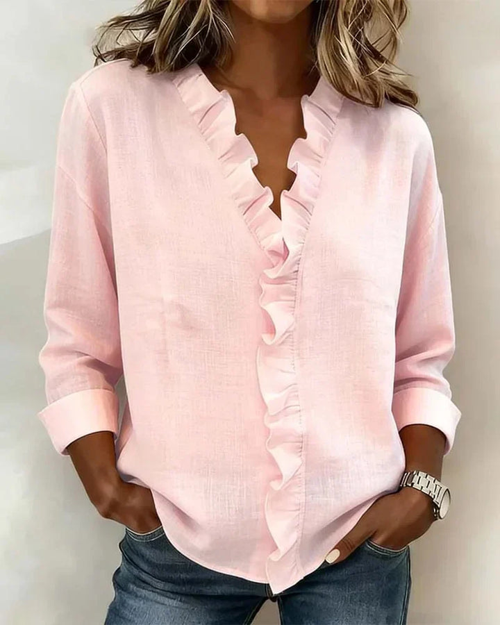 Ashley | Blouse with Ruffles V-Neck