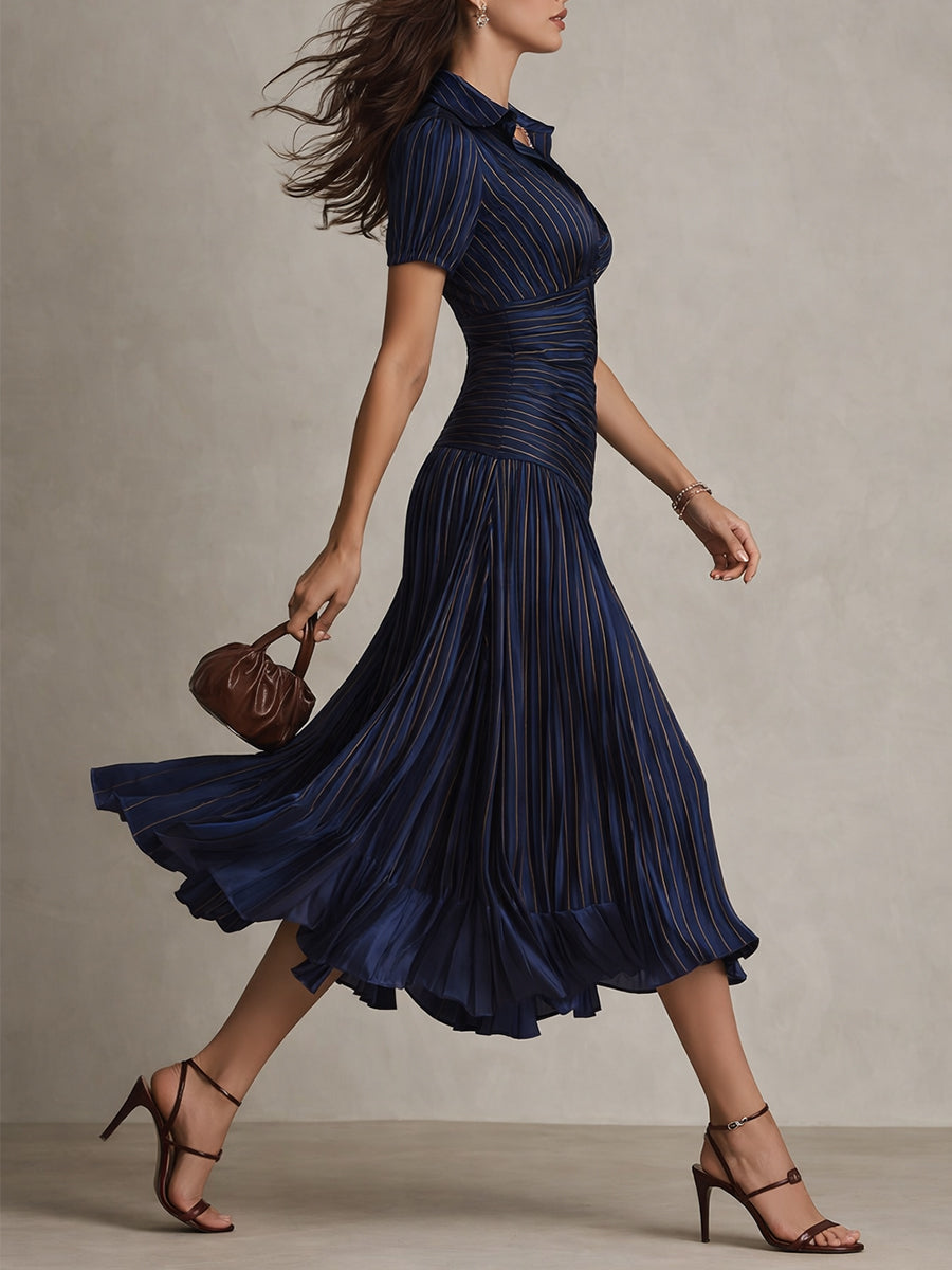 Adriana | Timeless Striped Midi Elegance