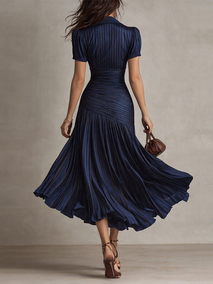 Adriana | Timeless Striped Midi Elegance