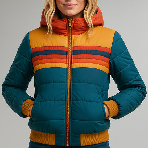 Melody | Retro Stripe Puffer Jacket