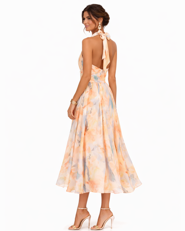 Aurora | Elegant Halter Dress With Artistic Flair
