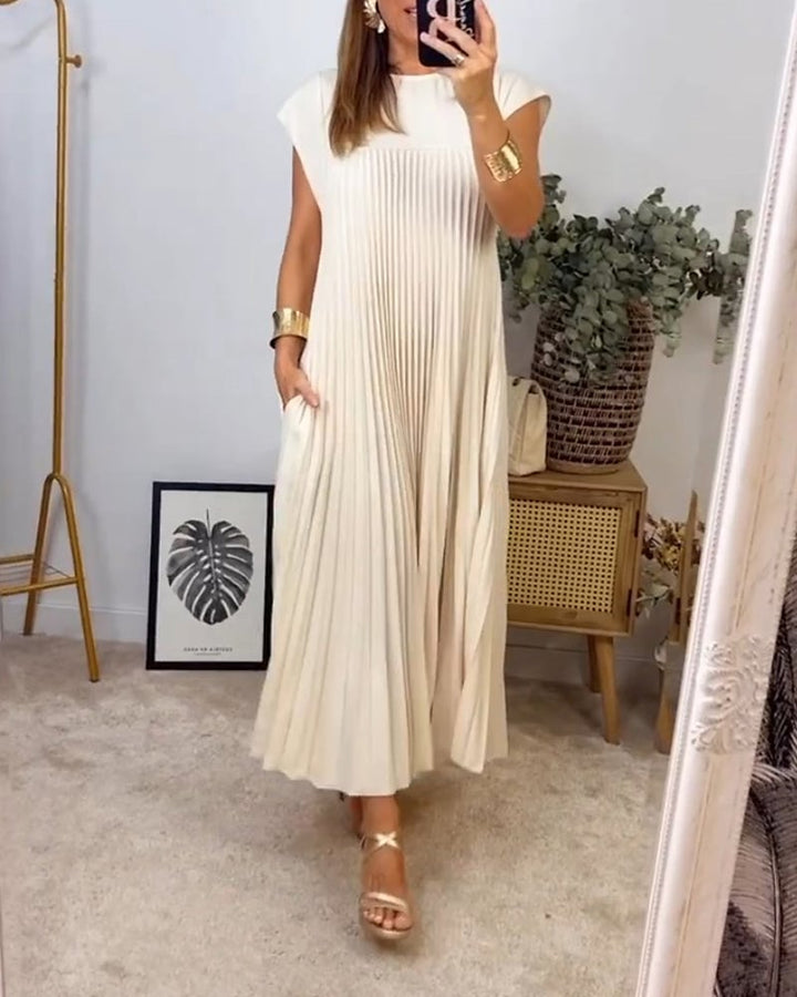 Olive | Timeless Pleated Sleeveless Dress