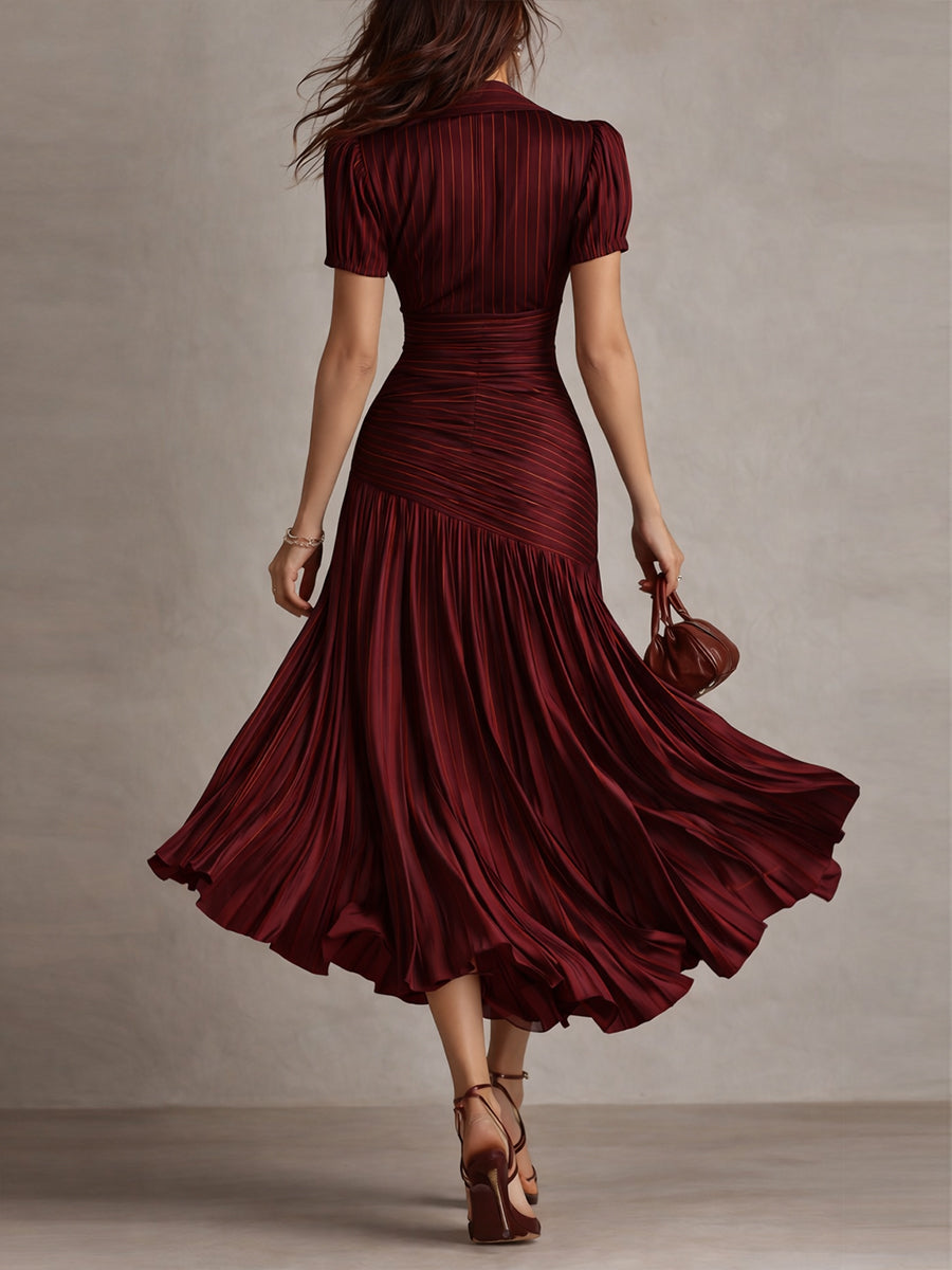 Adriana | Timeless Striped Midi Elegance