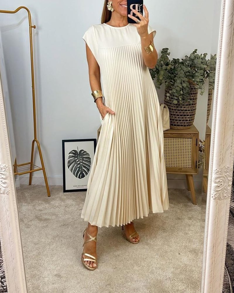 Olive | Timeless Pleated Sleeveless Dress