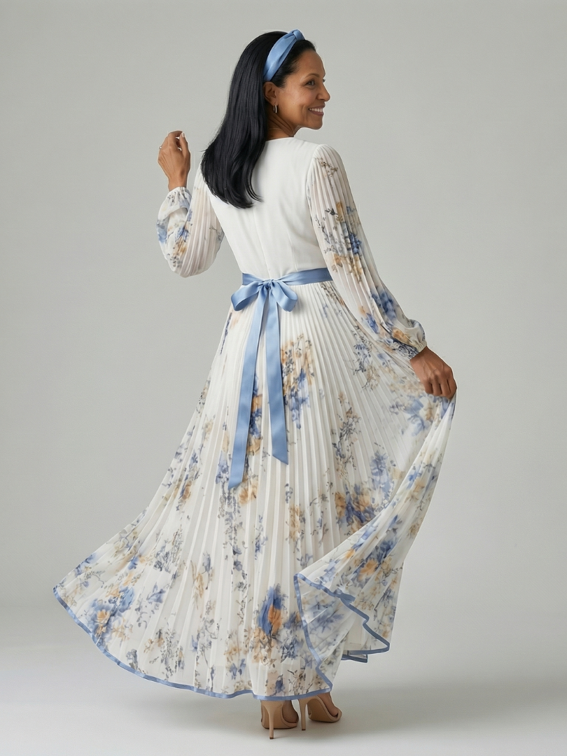 Kim | Pleated Wrap Midi Dress