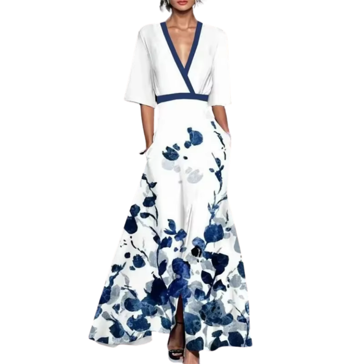 Madrid | Floral Spring Dress with V-Neck