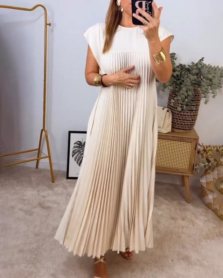 Olive | Timeless Pleated Sleeveless Dress