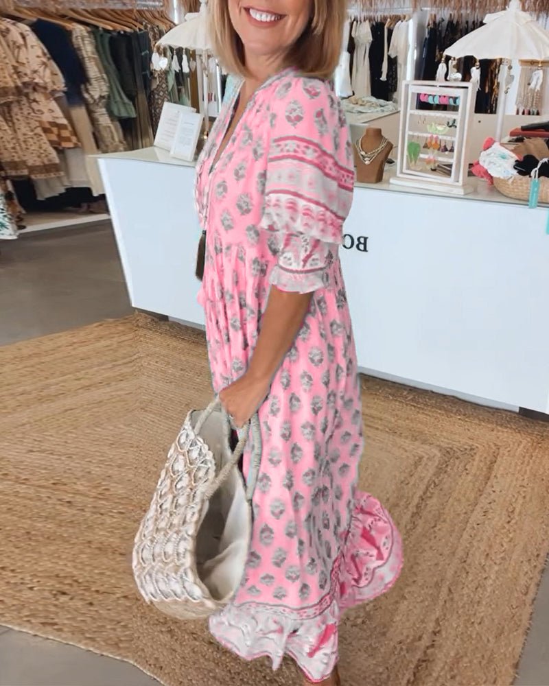 Wanda | Boho Midi Dress with Fringes