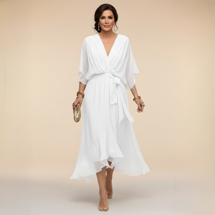 Donna | Elegant V-Neck Chiffon Dress