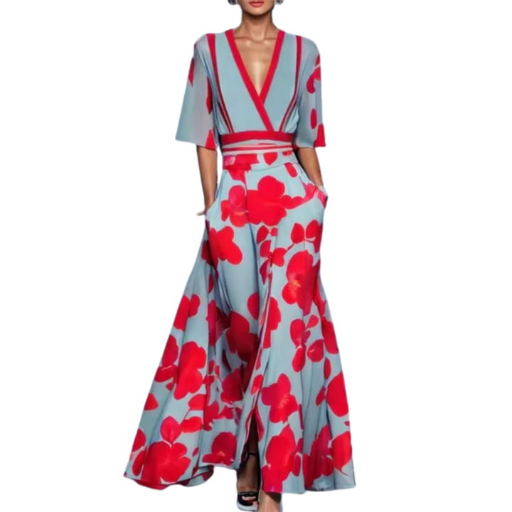 Evelyn | Floral Spring Dress with V-Neck