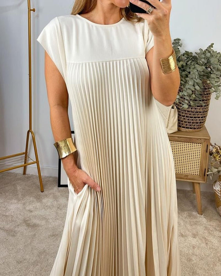 Olive | Timeless Pleated Sleeveless Dress