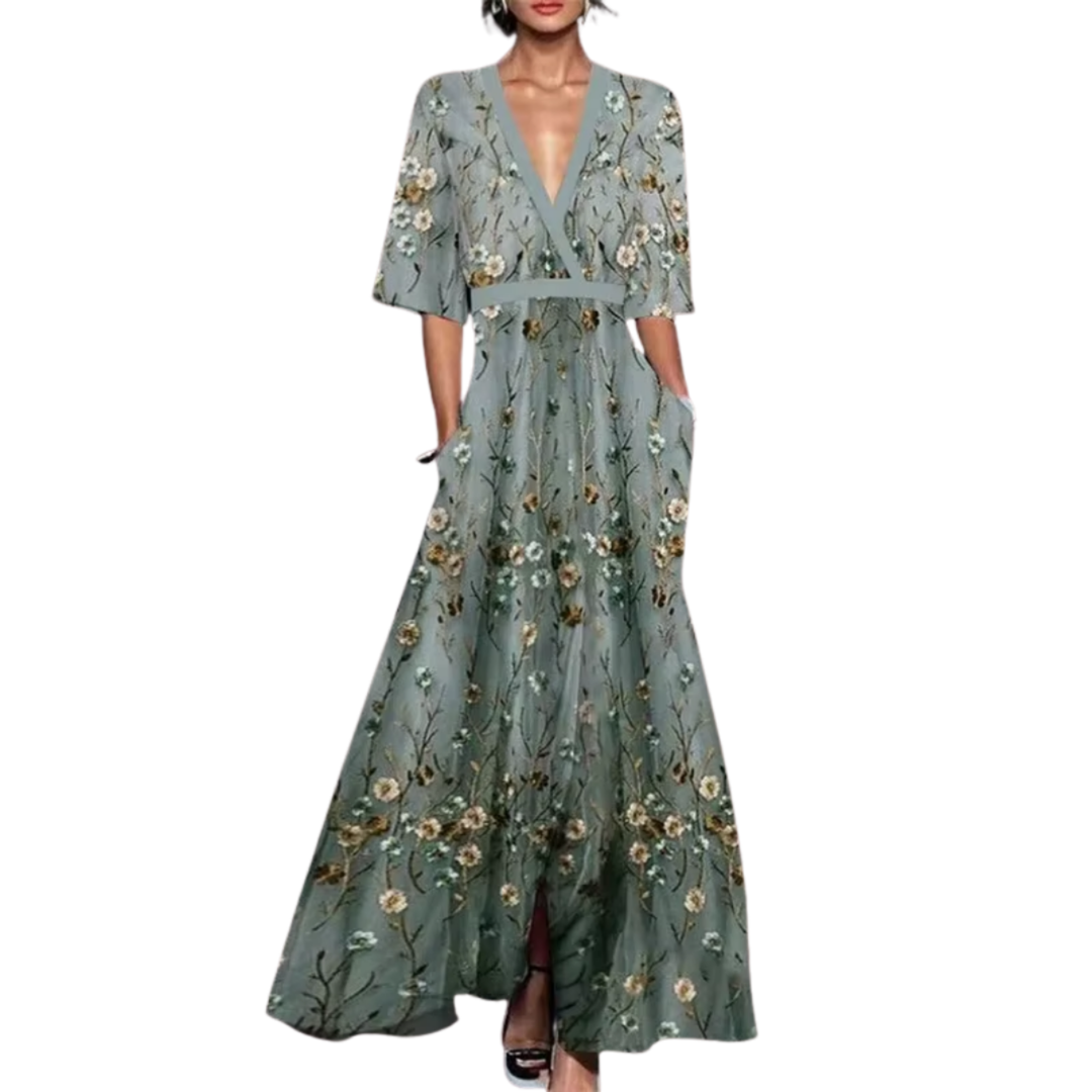 Madrid | Floral Spring Dress with V-Neck