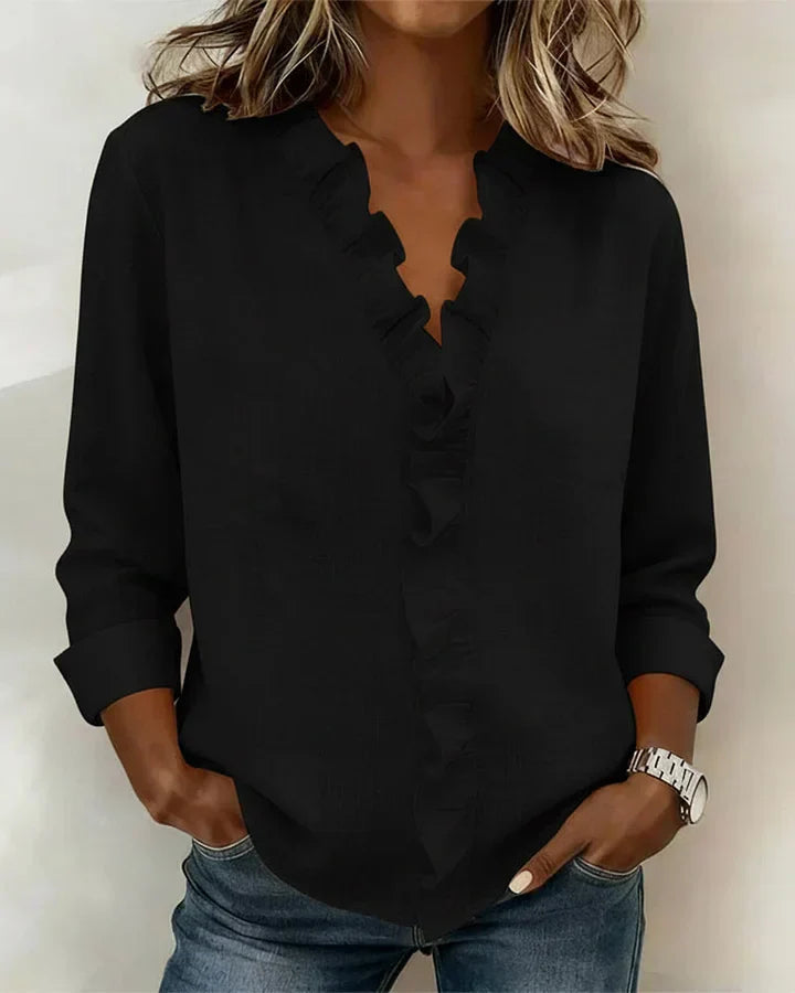 Ashley | Blouse with Ruffles V-Neck