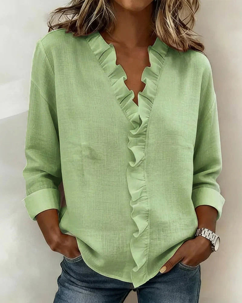 Ashley | Blouse with Ruffles V-Neck