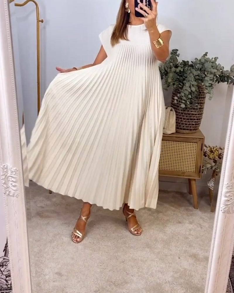 Olive | Timeless Pleated Sleeveless Dress