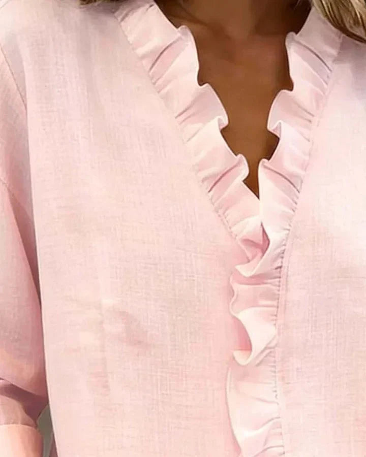 Ashley | Blouse with Ruffles V-Neck
