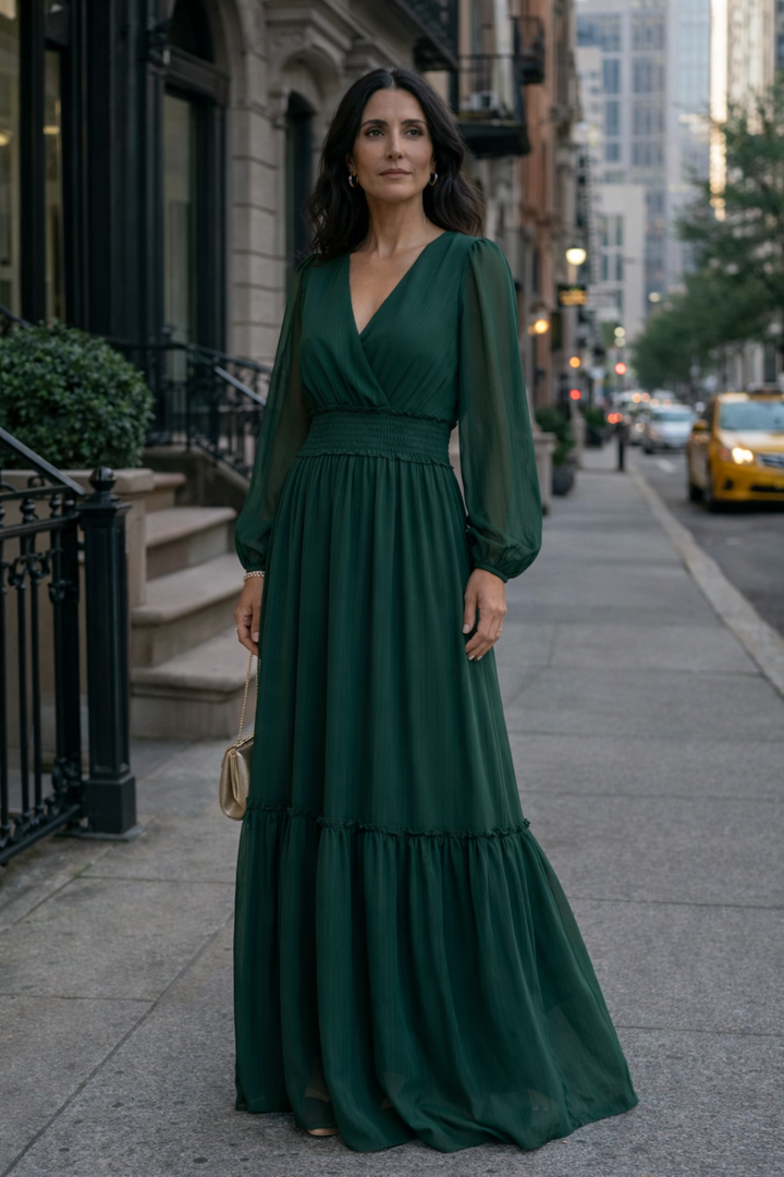 Madison - Chiffon Dress with V-Neck