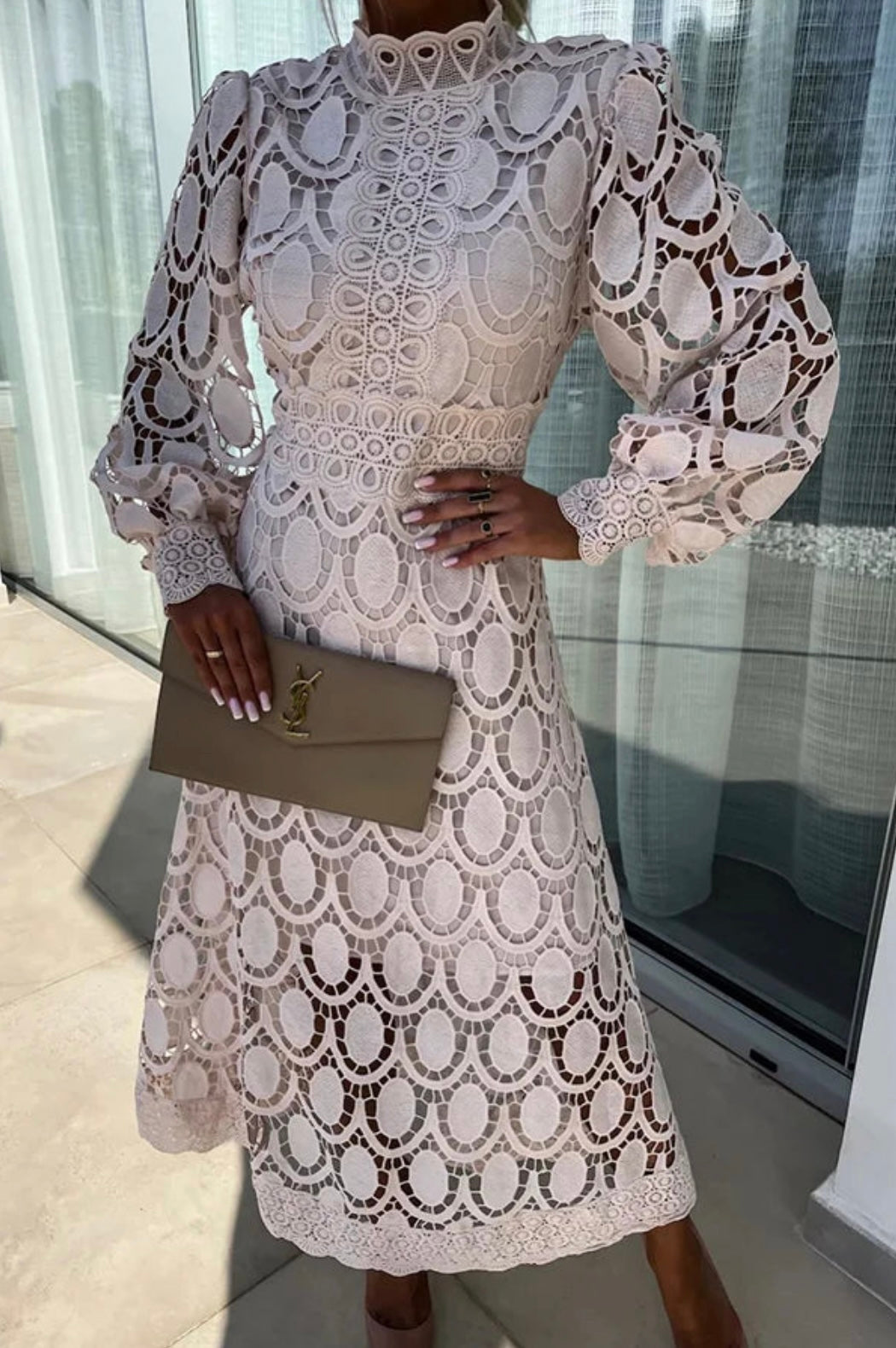 Olive | Elegant Lace Midi Dress