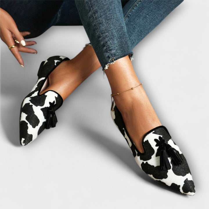 Claudia | Fringe Sandals With Animal Print