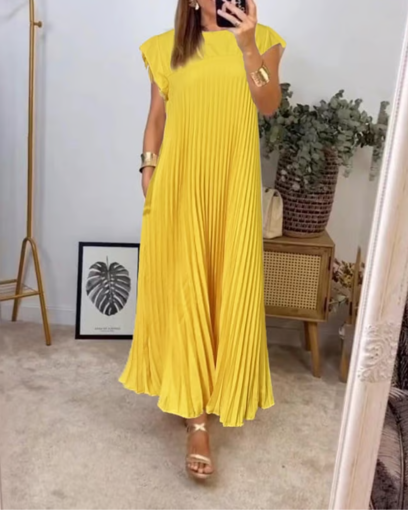 Olive | Timeless Pleated Sleeveless Dress