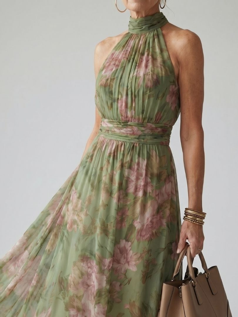 Charlotte | Gathered Halter Midi Dress